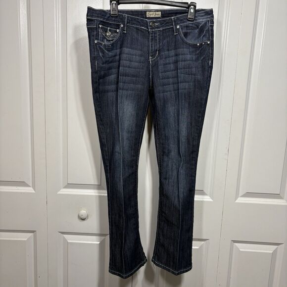 Earl Jean Jeans Women 10P Bootcut Embellished Pockets Rhinestone Bling Denim - Picture 1 of 9